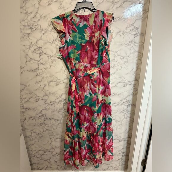 NEW Vince Camuto Red and Green Asymmetrical Wrap Sundress Plus Size 16 - Picture 7 of 7